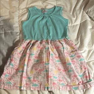 Hanna Andersson Aqua and Pink Flamingo Dress